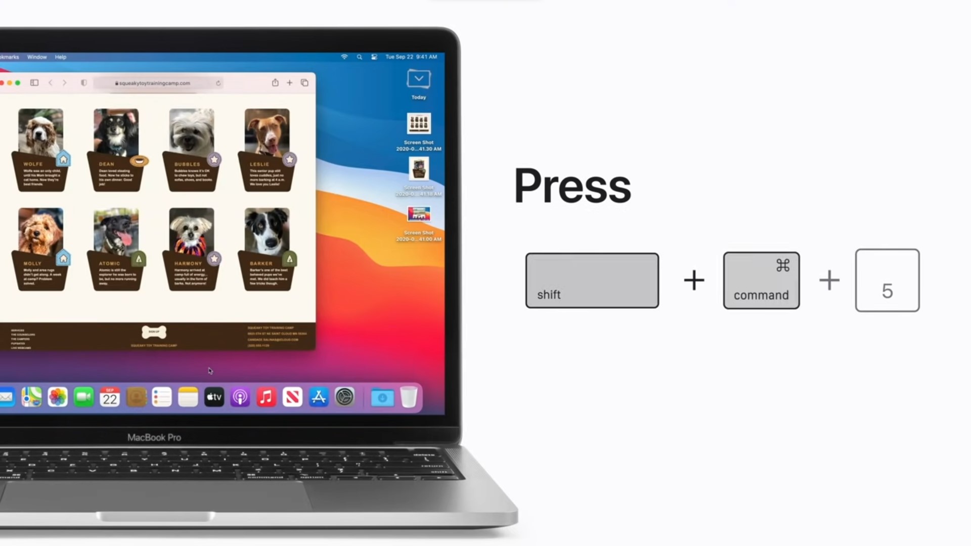 اختصار تطبيق Screenshot في ماك