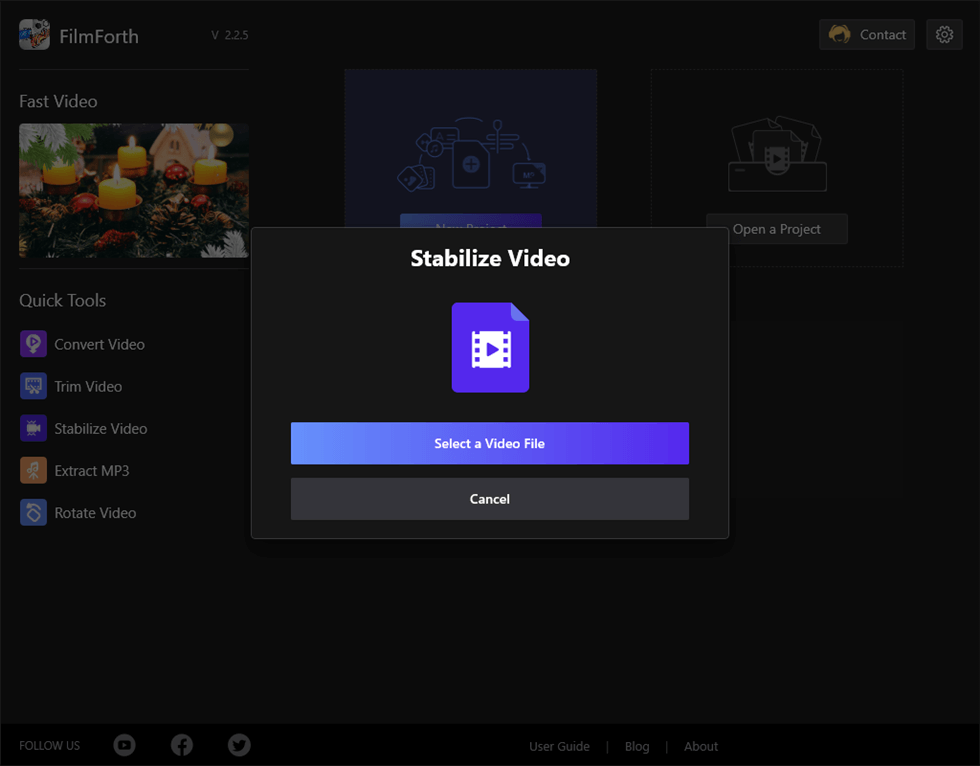 FilmForth stabilize video
