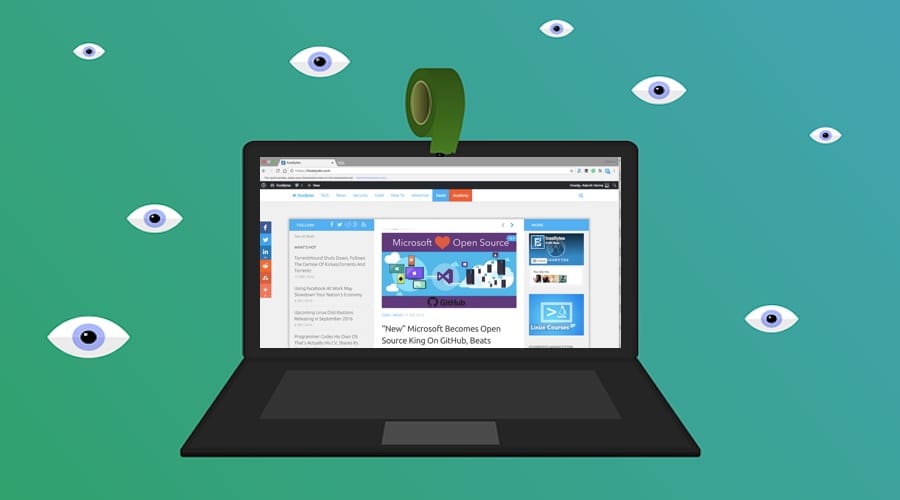 وضع لاصق على الكاميرا