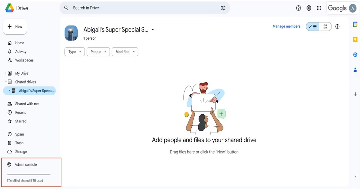 الخيار "Google Admin console"