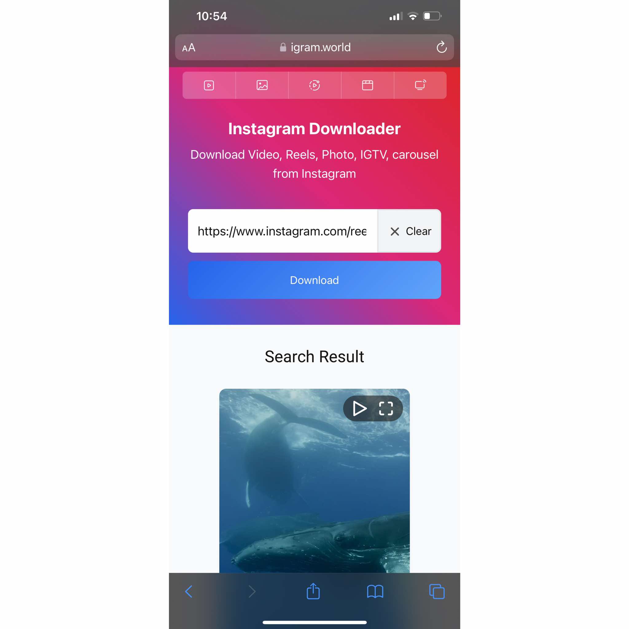 تحميل فيديوهات انستقرام عبر موقع خارجي