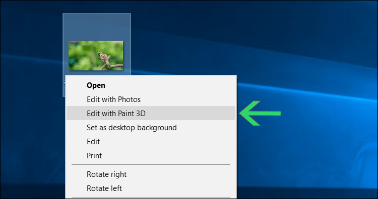 فتح بواسطة Paint 3d