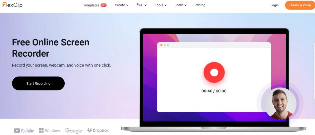 Flexclip تحرير وتسجيل شاشة اونلاين