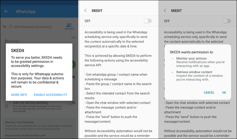 تفعيل صلاحيات الوصول لدي تطبيق SKEDit