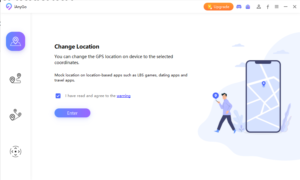 واجهة أداة Tenorshare iAnyGo