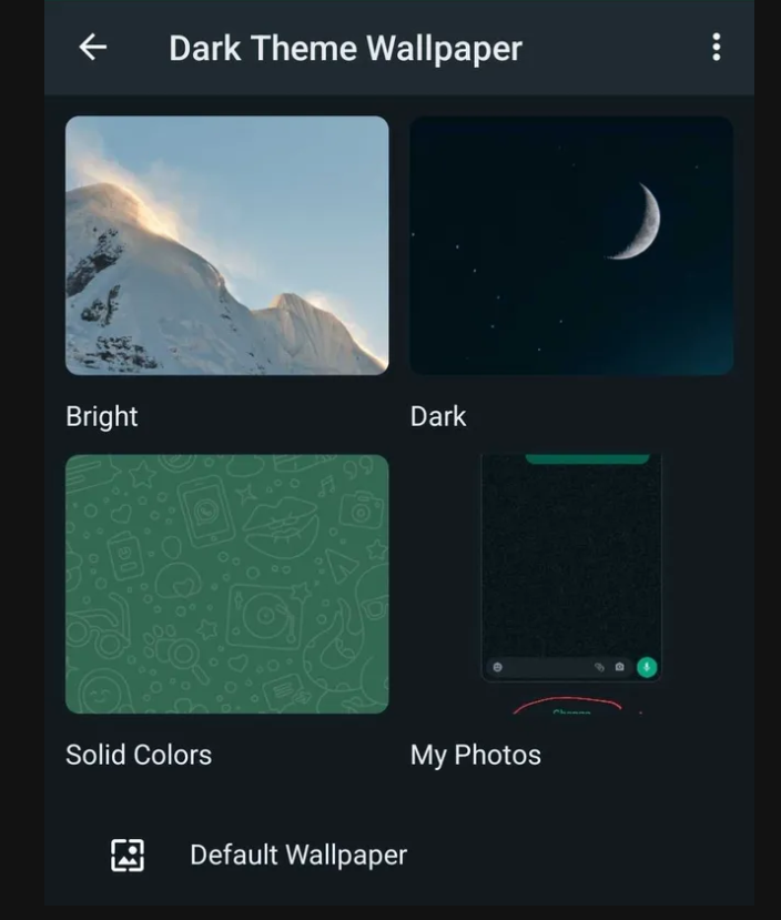 تغيير خلفية مظلمة للواتساب