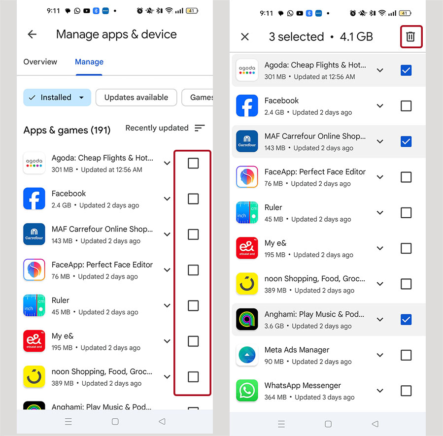 إلغاء تثبيت التطبيقات اندرويد