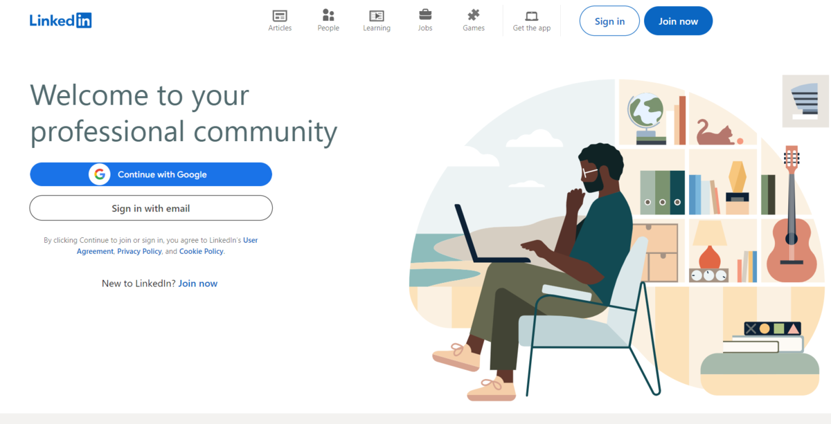 الصفحة الرئيسية ل linked in