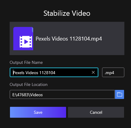 stabilize video Save FilmForth