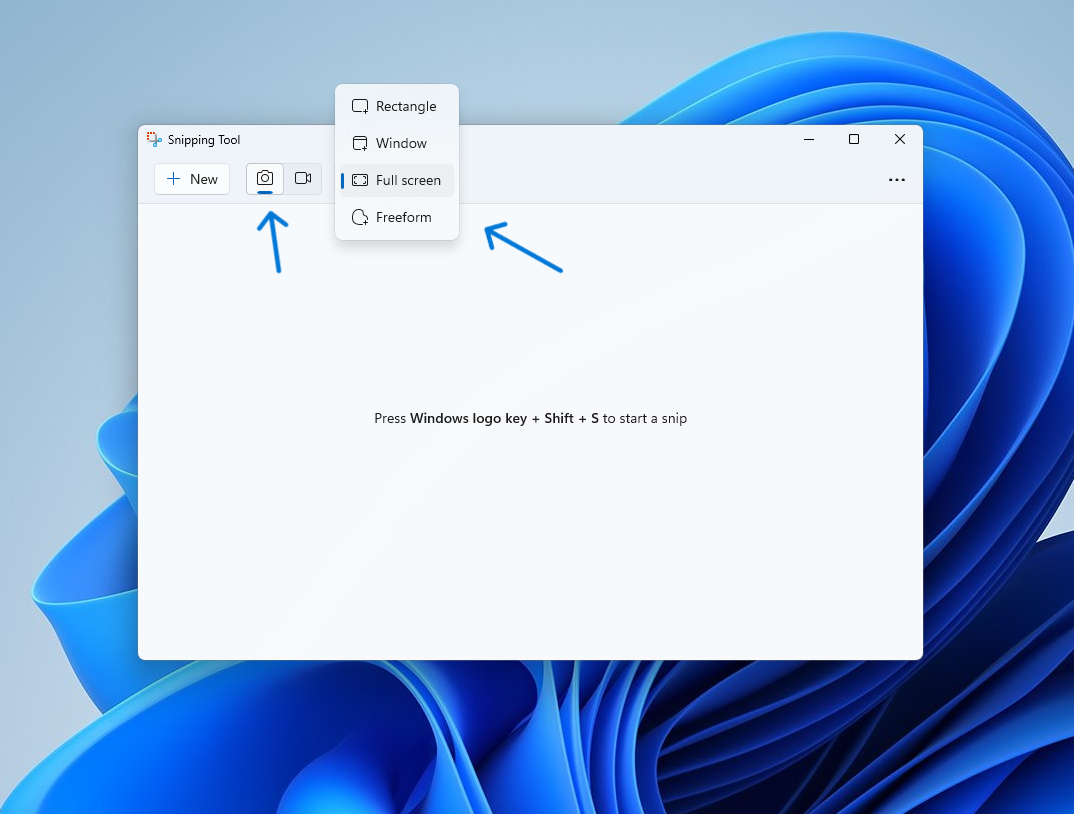 أداة Snipping Tool تصوير الشاشة