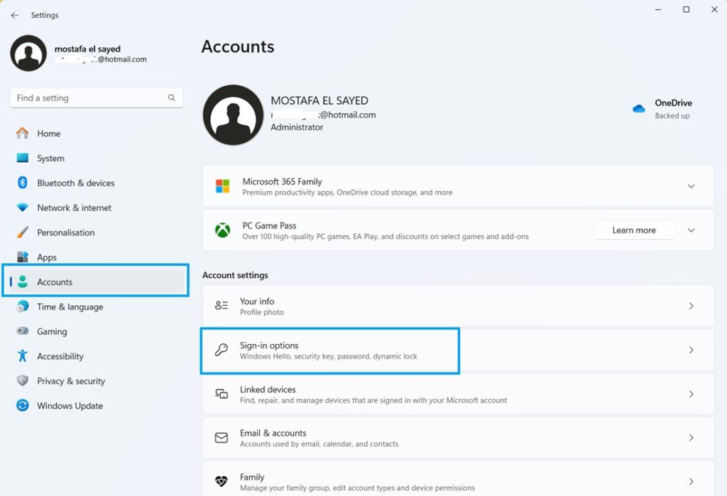 إعداد Windows Hello