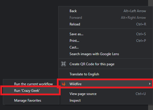 تشغيل الماكرو Wildfire