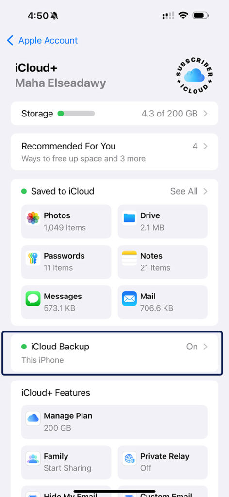 اعدادات الايكلاود عبر ios18