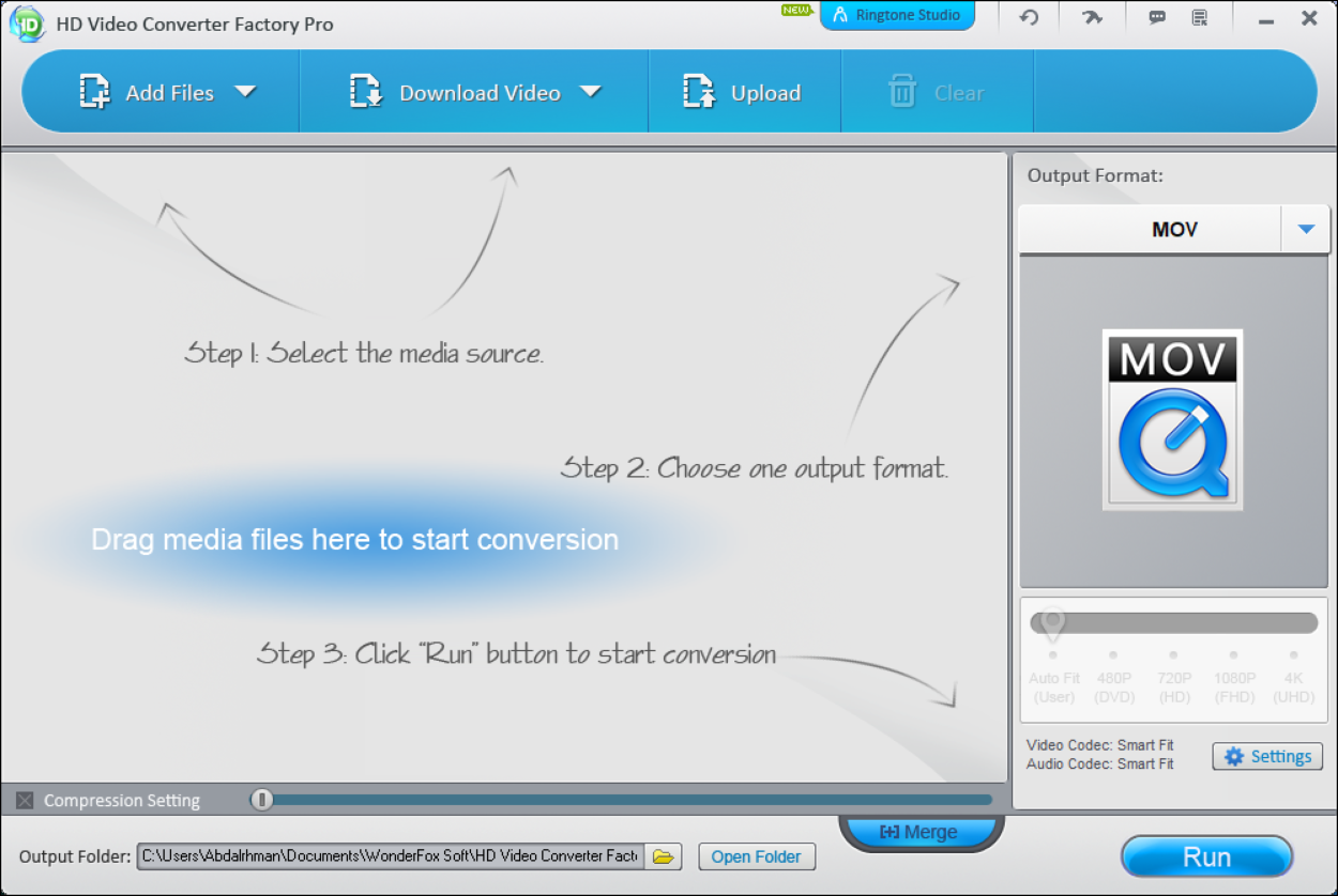 واجهة برنامج HD Video Converter Factory