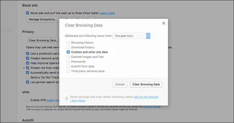 حذف الكوكيز من المتصفح