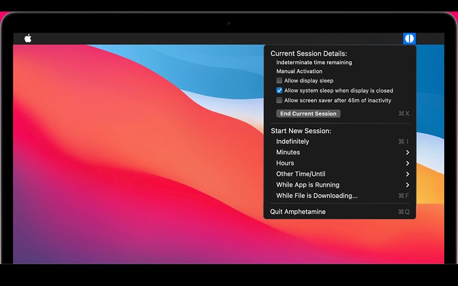 برنامج Amphetamine وضع الطاقة للماك