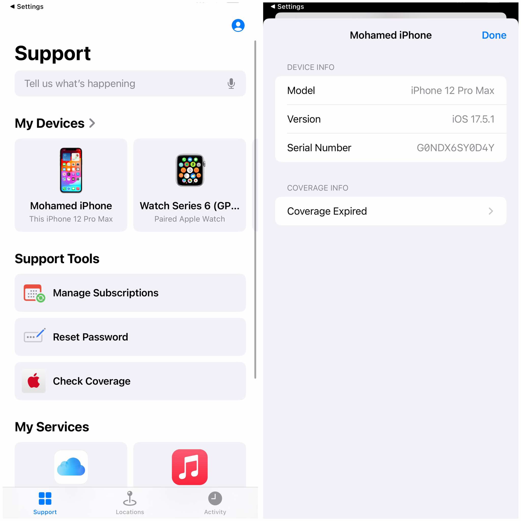 معرفة ضمان ايفون من خلال تطبيق دعم آبل