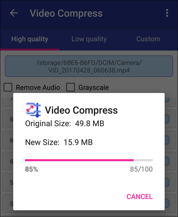 ضغط الفيديو على الهاتف
