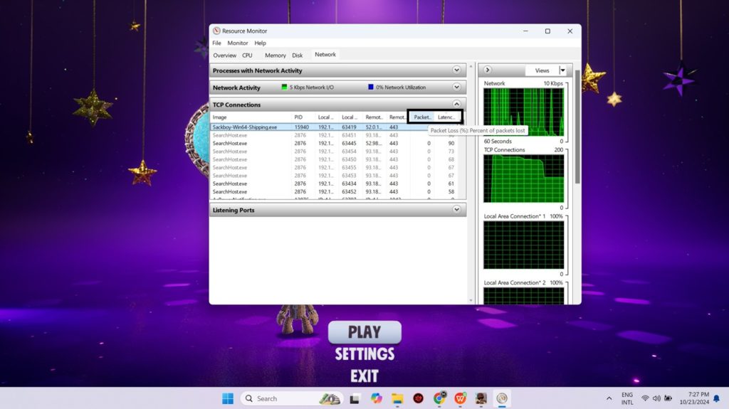 قياس ping عبر resource monitor في ويندوز