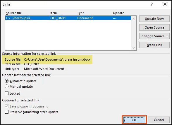 خاصية Link to Document