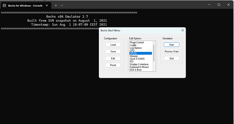 محاكي ويندوز للاندرويد Bochs