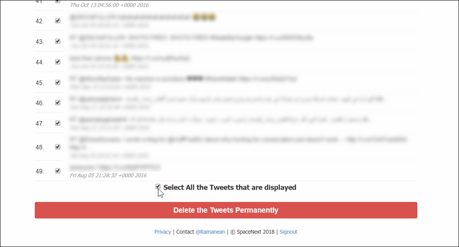 أداة Delete Multiple Tweets