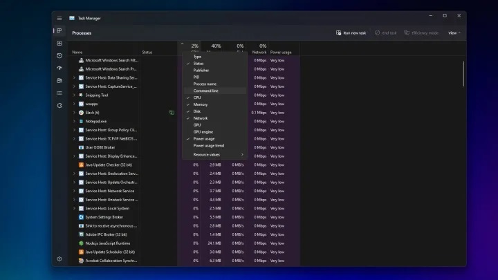 مزيد من الأعمدة، مزيد من التفاصيل في مدير مهام ويندوز img credits: Georgie Peru @digitaltrends.com
