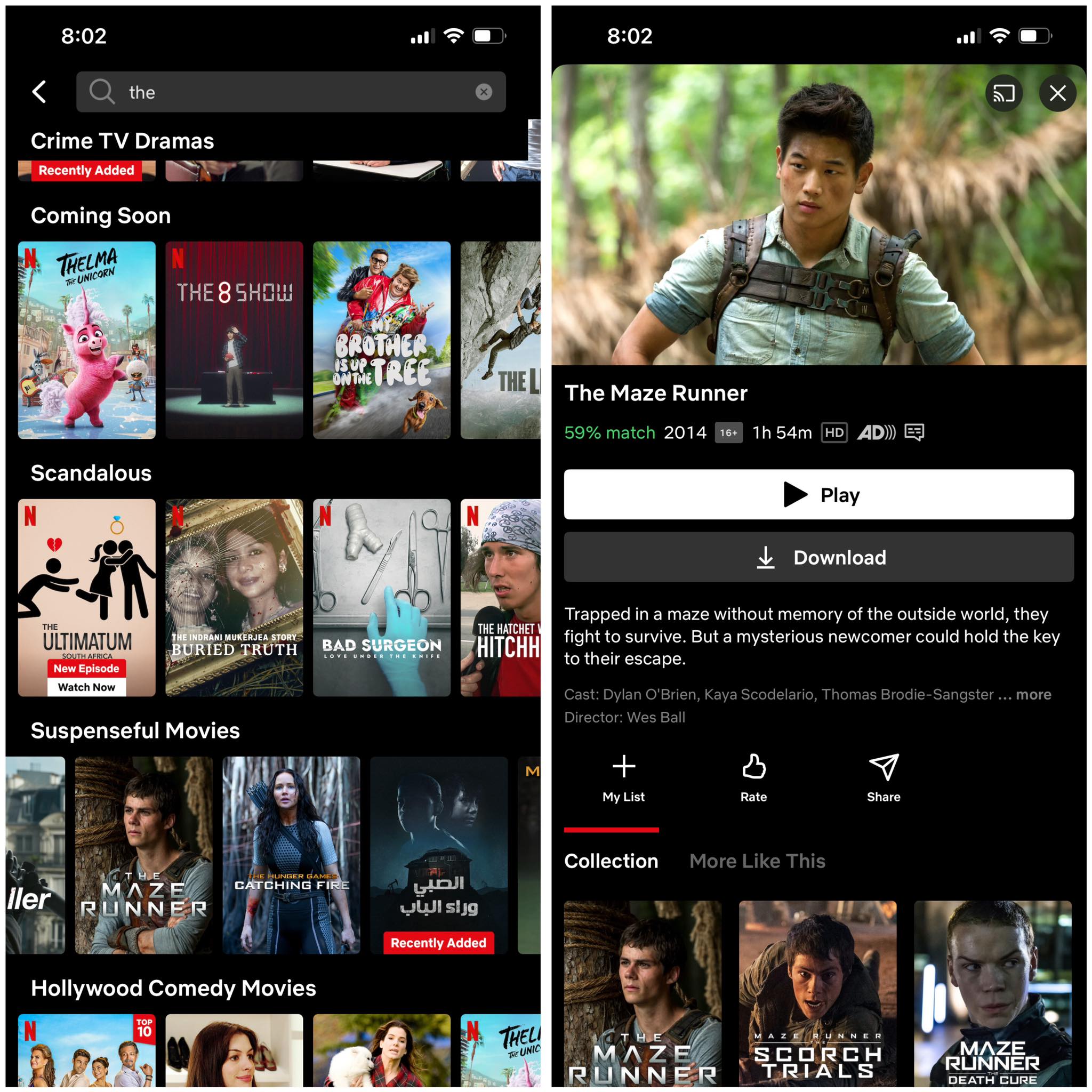 البحث في نتفيلكس عن الفيلم المراد تحميله بدون اتصال بالإنترنت