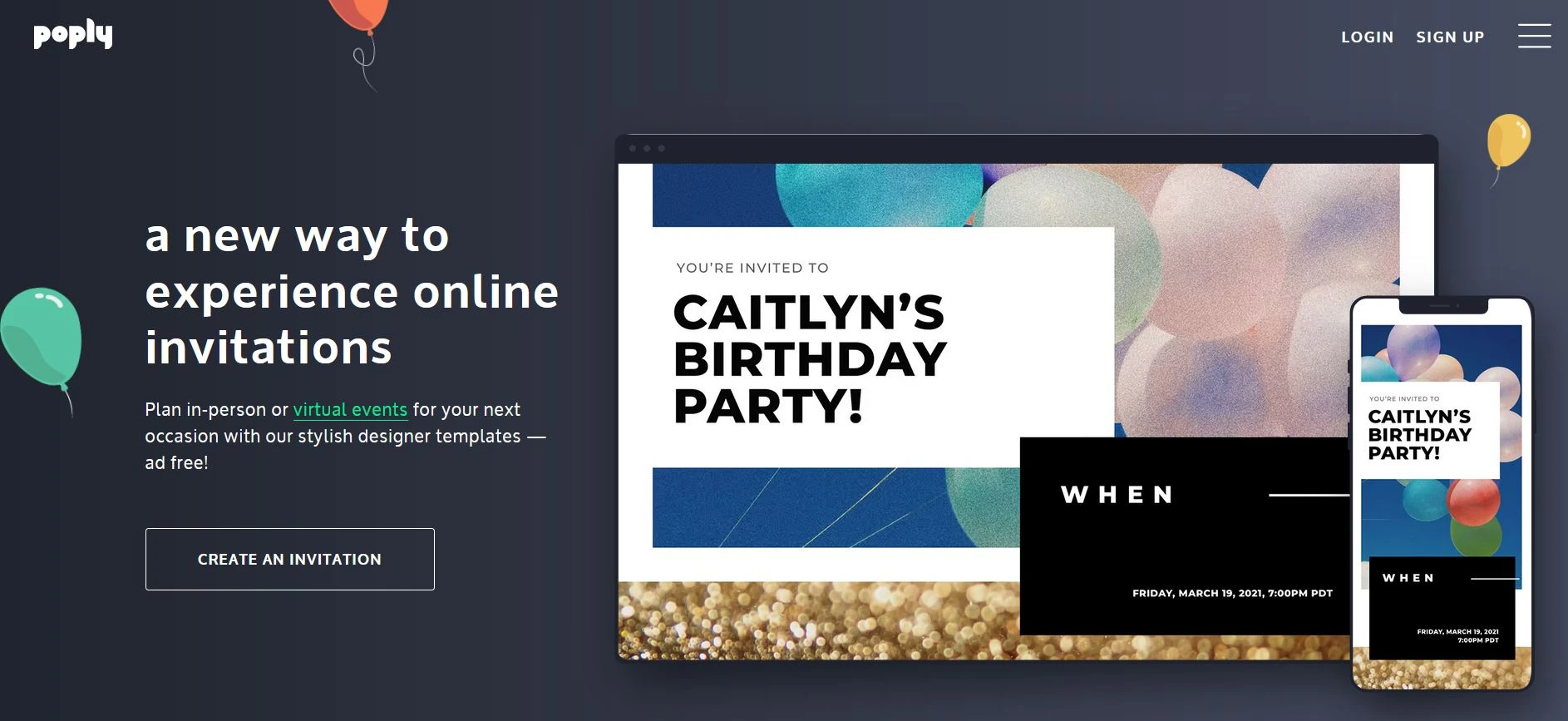 تطبيقات تصميم الدعوات - تطبيق Poply