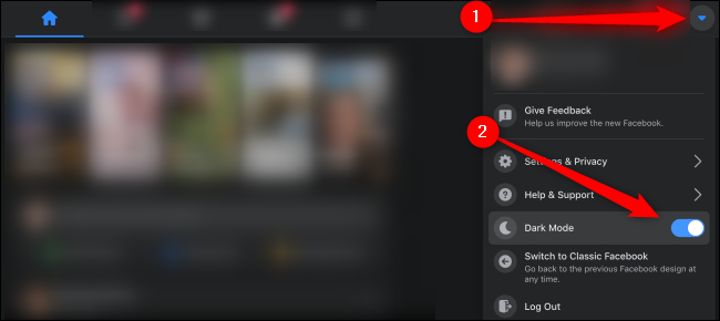 تفعيل الوضع المظلم Dark Mode فيسبوك