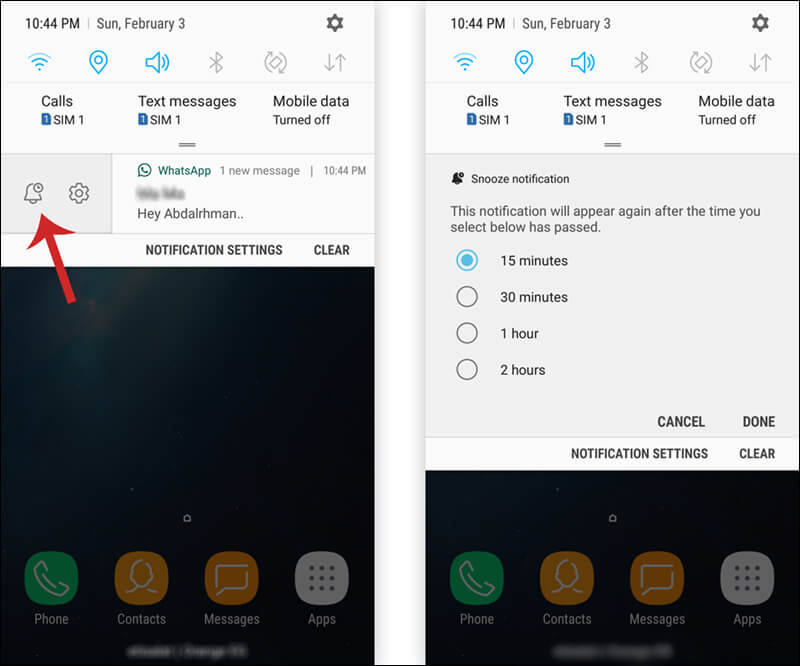 عرض الاشعارات فى وقت لاحق