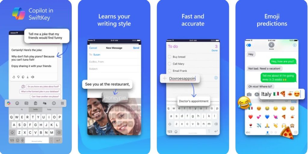 افضل كيبورد للايفون Microsoft SwiftKey AI Keyboard