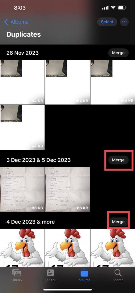 تابع خطوات عملية حذف صور ايفون المكررة
