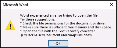 اصلاح ملف وورد تالف