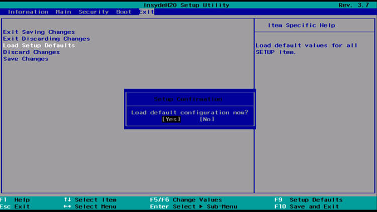 اعدادات البيوس الافتراضية