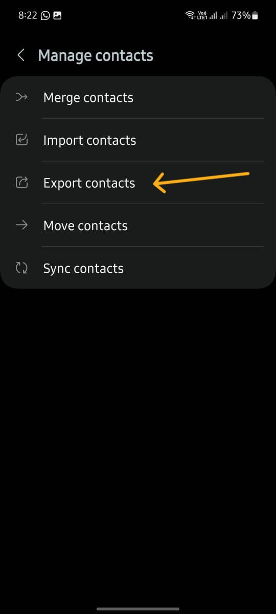 تصدير جهات الإتصال من هاتف سامسونج