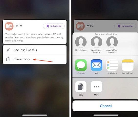 مشاركة story السناب شات