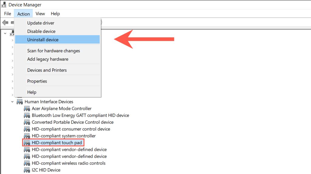 إعادة تنصيب إعدادات لوحة اللمس