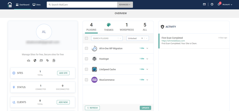 09 - لوحة تحكم Control Panel إضافة MalCare