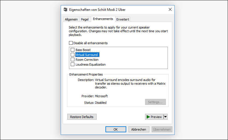 خاصية Virtual Surround
