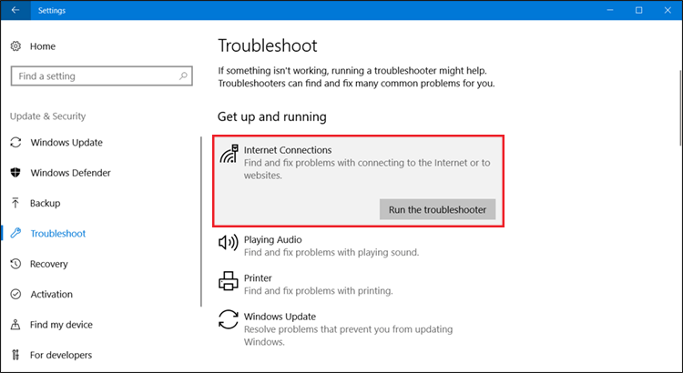 اصلاح مشاكل الانترنت فى ويندوز 10