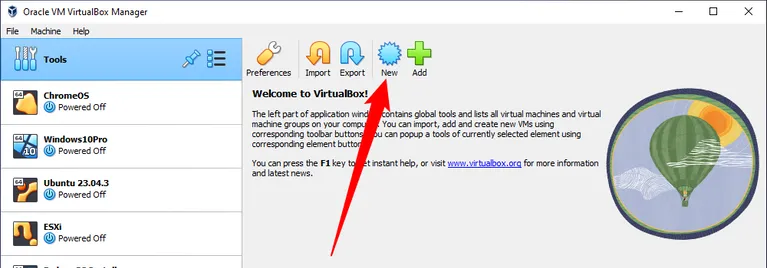 VM جديد على Virtual Box