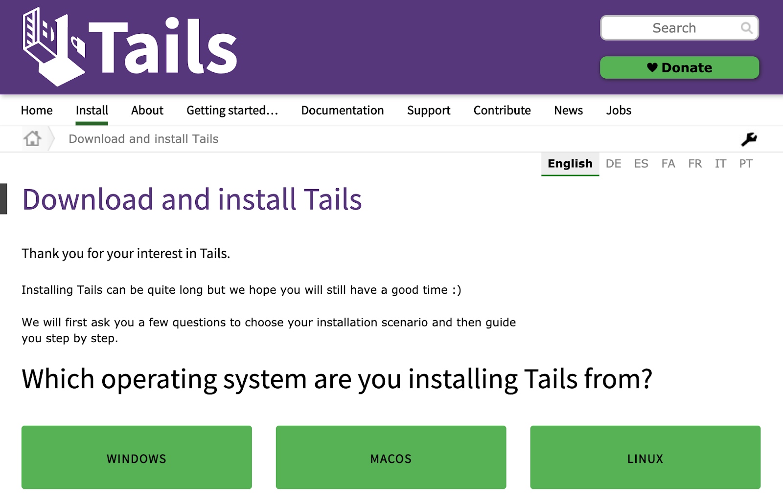 الخطوة 4: تنزيل Tails و TOR