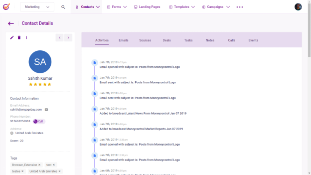 EngageBay contact manager
