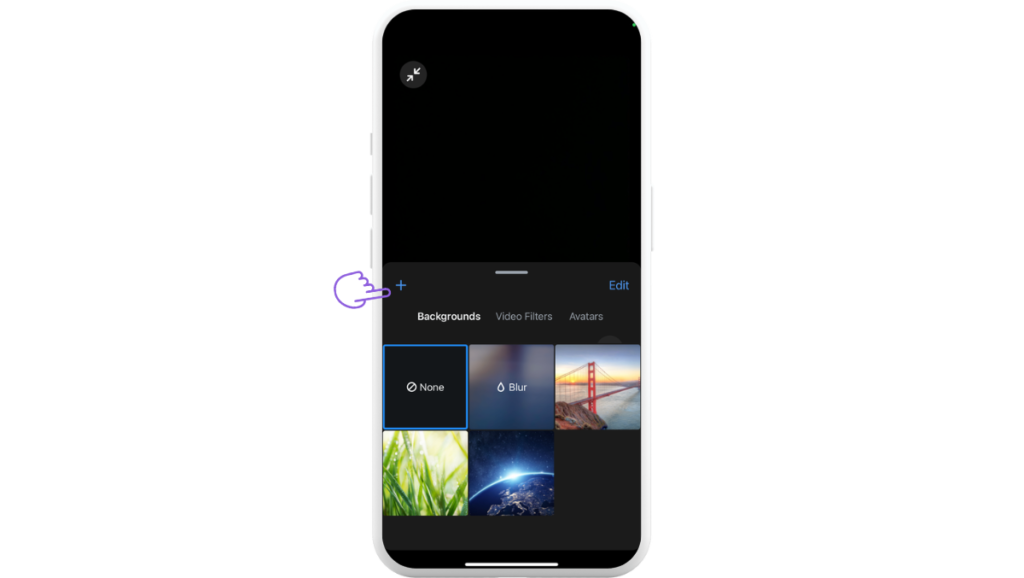 الضغط على علامة زائد لتحميل الصورة المراد ضبطها كخلفية