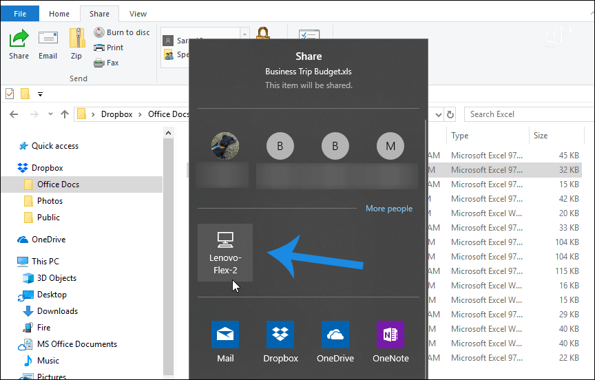 قائمة المشاركة فى ويندوز 10