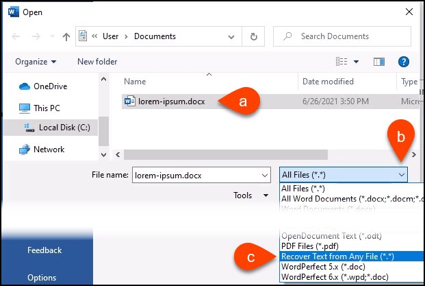 رح اصلاح ملف وورد تالف واستعادة بياناته بالكامل