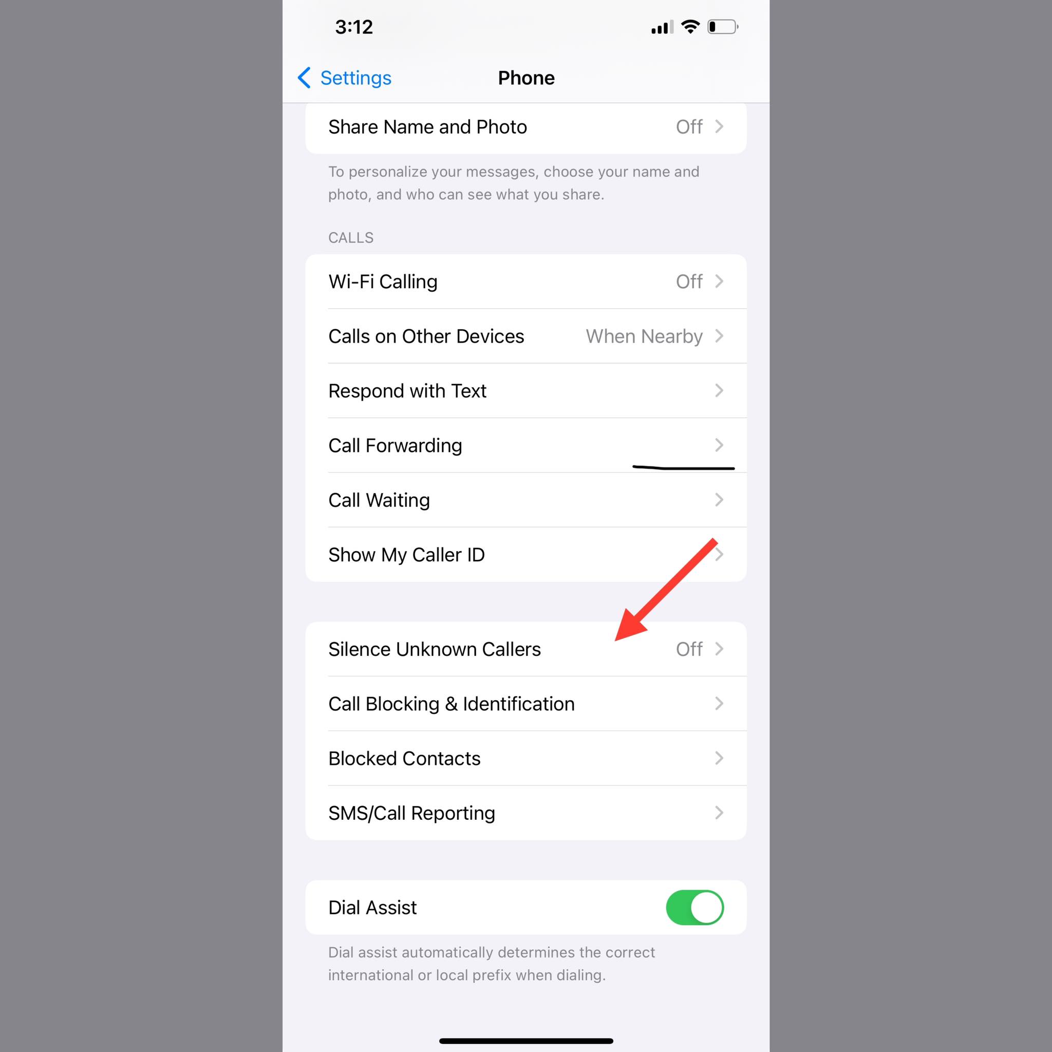 حظر الاتصالات المجهولة من إعدادات آيفون