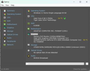 برنامج معرفة نوع كارت الشاشة Speecy
