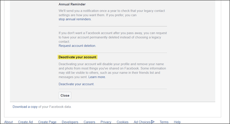 إيقاف حساب فيسبوك مؤقتاً